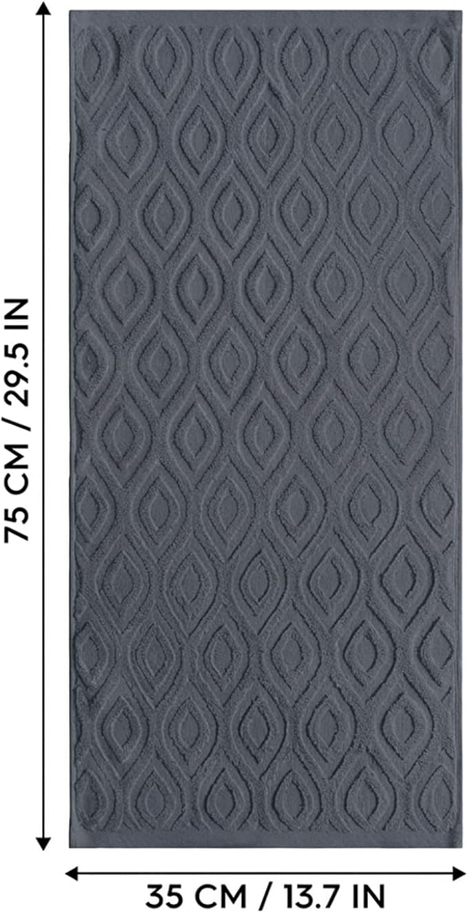 Artoid Mode 2 Pcs Grey 3D Diamond Grid Jacquard Hand Towels