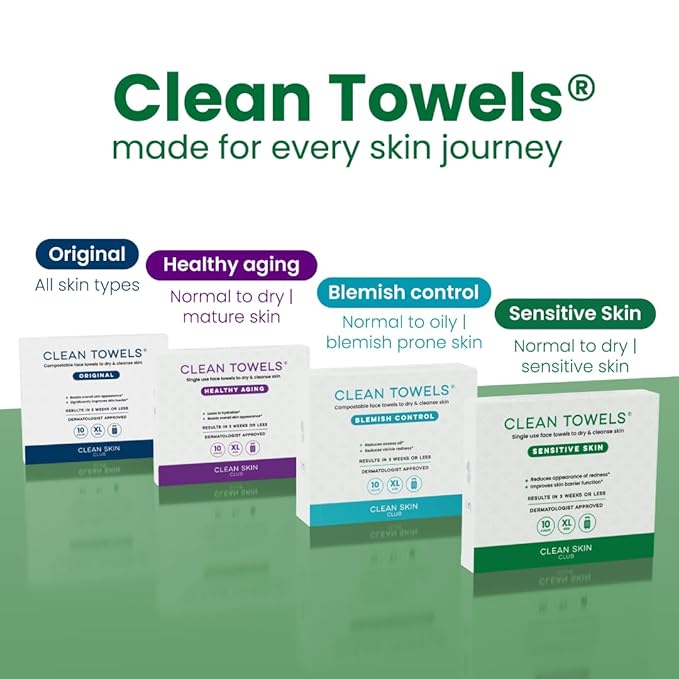 Clean Skin Club Clean Towels® XL Sensitive Skin | Travel Pack, Ultra-Soft