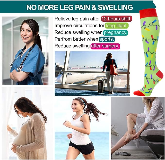 LEVSOX Compression Socks Women and Men Christmas 20-30mmHg Knee High Best for Nurses, Travel, Pregnancy