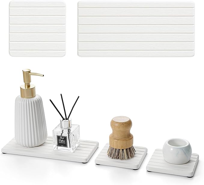 Diatomaceous Earth Sink Organizer Tray Set, Faucet Splash Guard