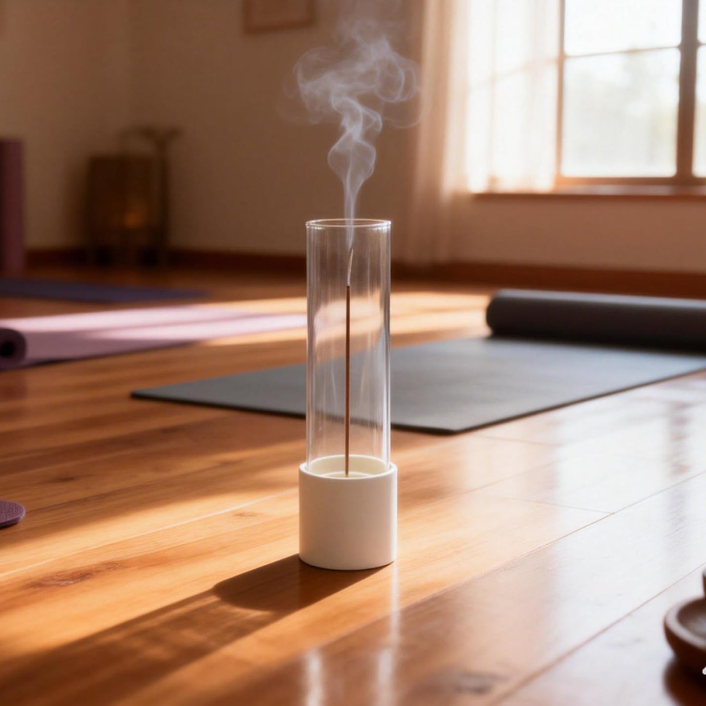 CEREMONY Incense Holder, Ceramic Incense Holder for Sticks with Glass Ash Catcher, Anti-ash Incense Burner with 20 Incense Sticks and a Ash Brush for Meditation Yoga Spa Room Decor