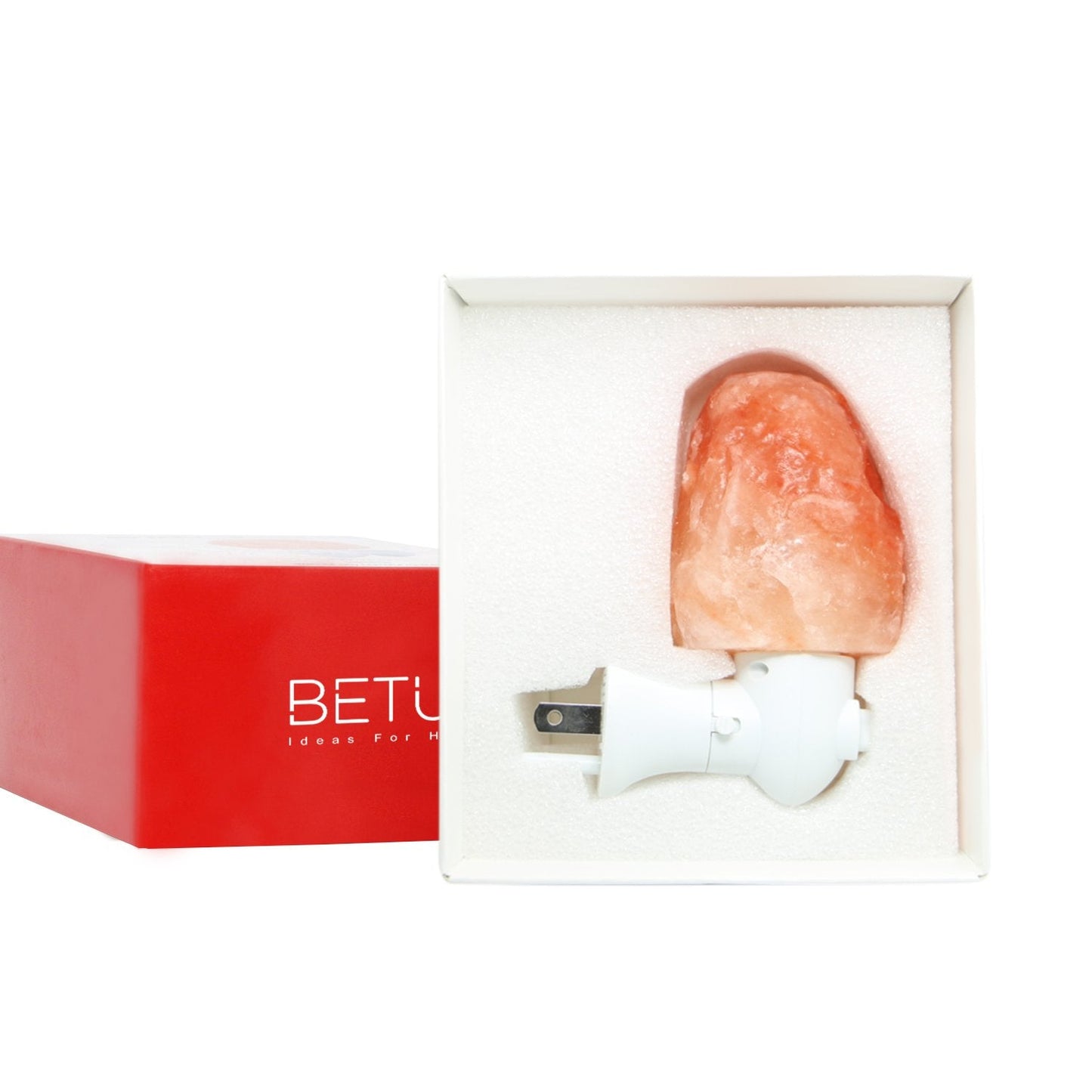 Betus Natural Crystal Himalayan Salt Wall Lamp - Air Purifying Night Light - 360° Rotatable Plug 7W Bulb - Natural