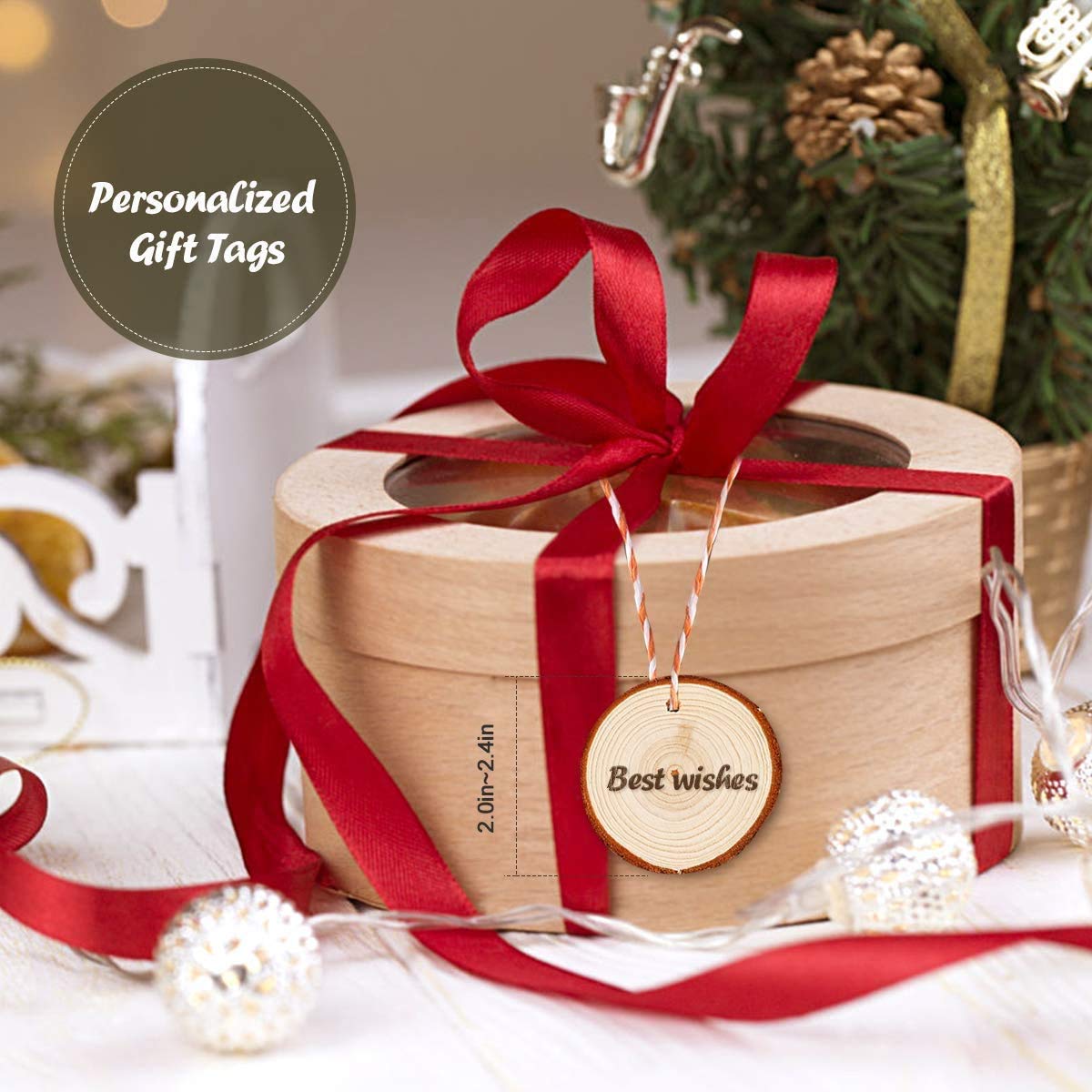 Unfinished Natural Wood Slices 30Pcs 2.75-3.1 inch Wood Coaster Pieces Craft Wood kit Predrilled with Hole Wooden Circles Great for Arts and Crafts Christmas Ornaments DIY Crafts Rustic Wedding