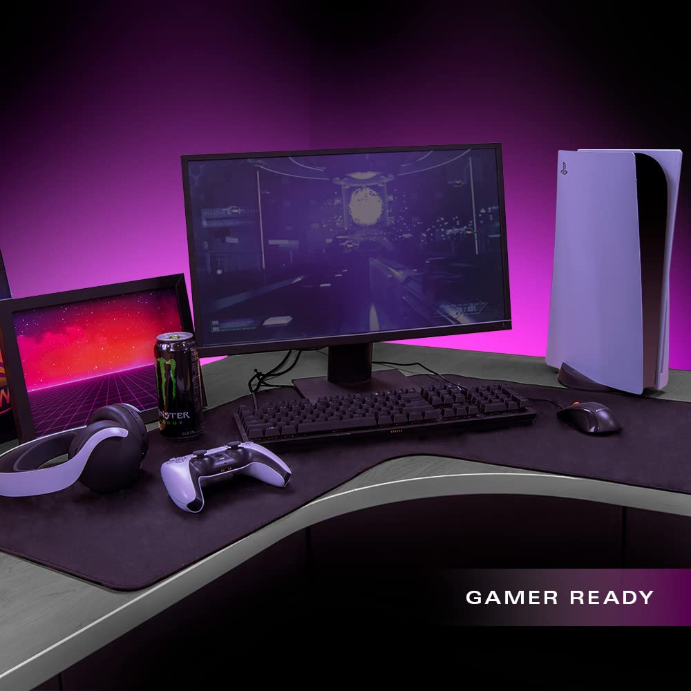 Con-Tact Brand XL Gaming Mouse Pad | Corner Desk Stitched Edges Extended Mousepad | Non-Slip Water Resistant Keyboard Mat | Deskpad for Gamer, Home & Office 36.22" x 15.74in | L Shape (Black)