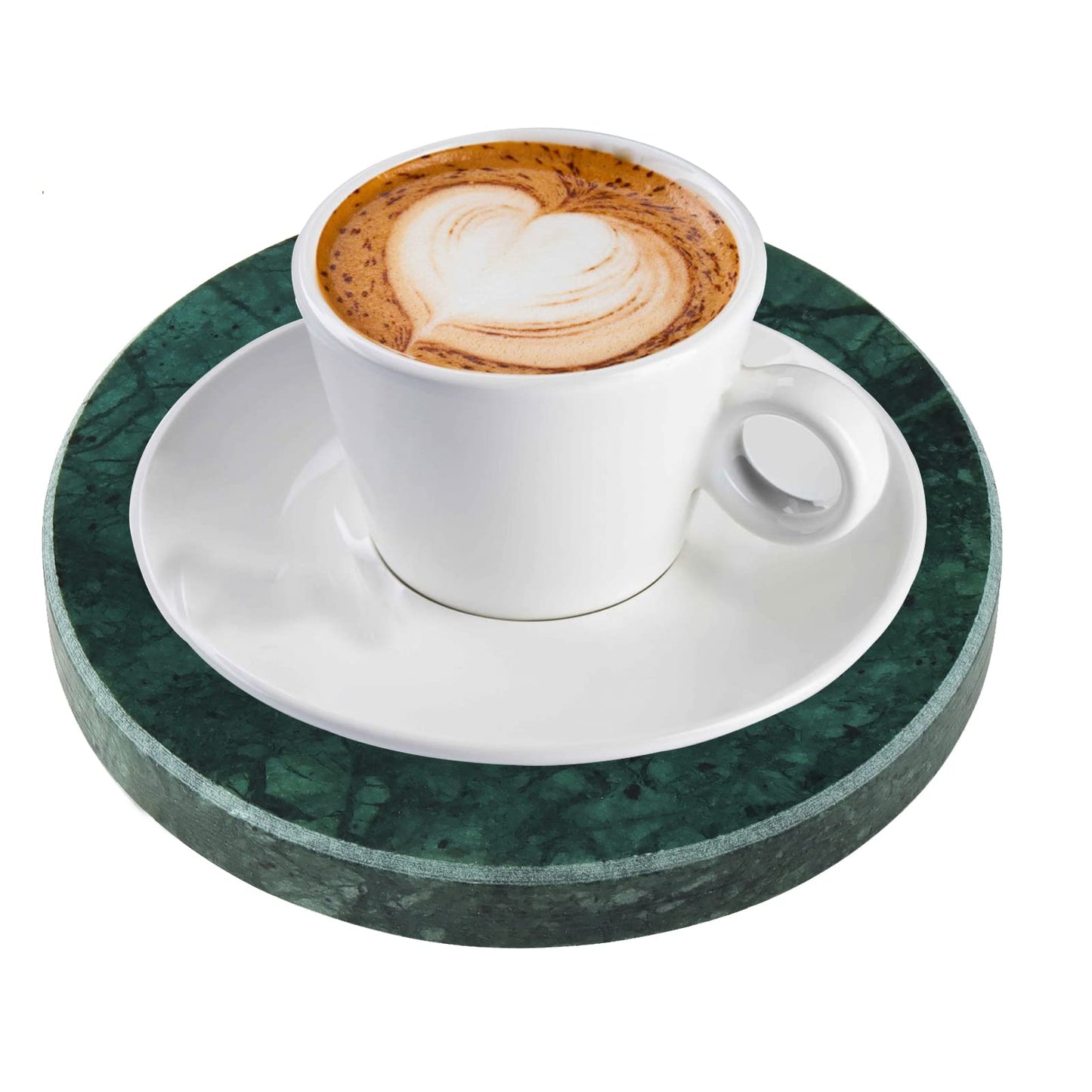 HEIHAK 8 PCS 4 Inches Marble Coasters, Round Stone Decorative Modern Coasters with Non-Slip Bottom for Glasses, Cups, Mugs, Emerald