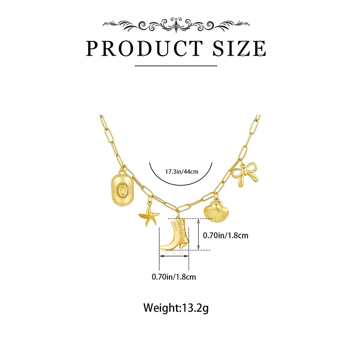 Dckazz Coastal Cowgirl Charm Necklace Choker 14K Gold Plated Shell Starfish Beach Charm Necklace Trendy Summer Jewelry for Women