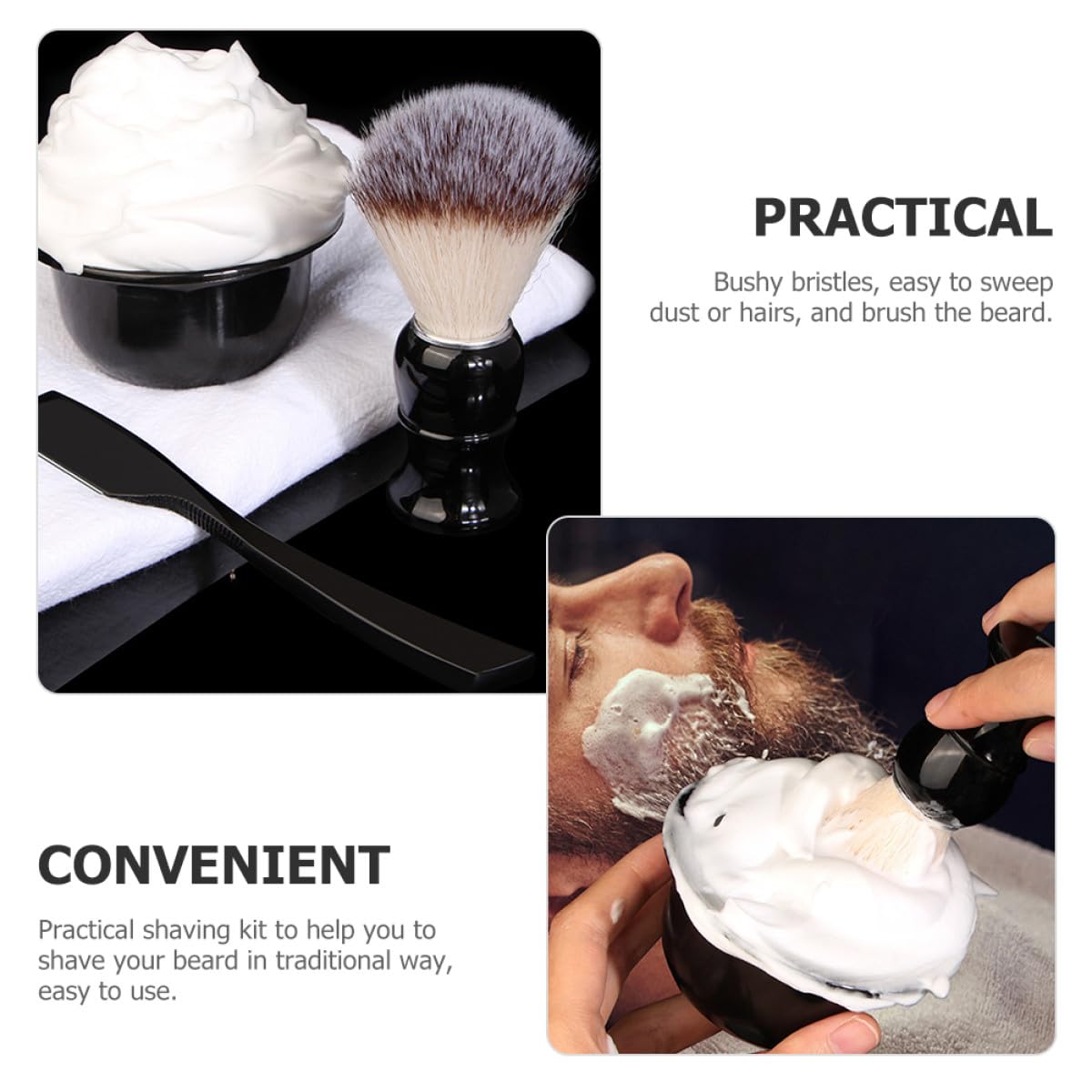 GANAZONO Men’s Manual Shaving Kit with Household Shaving Brush and Razor Holder Stand for Beard Grooming and Face Cleaning Multi-use Professional Grooming Tool Set for Travel and Daily Use