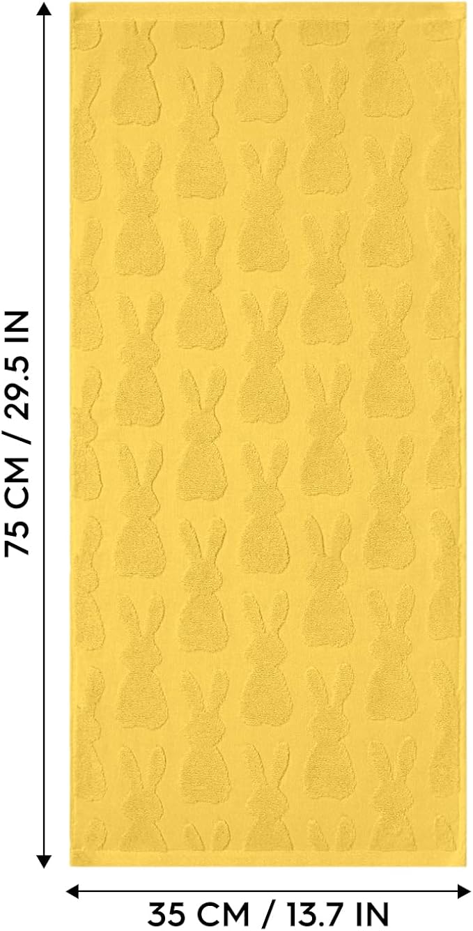 Artoid Mode 2 Pcs Yellow 3D Rabbit Jacquard Easter Hand Towels