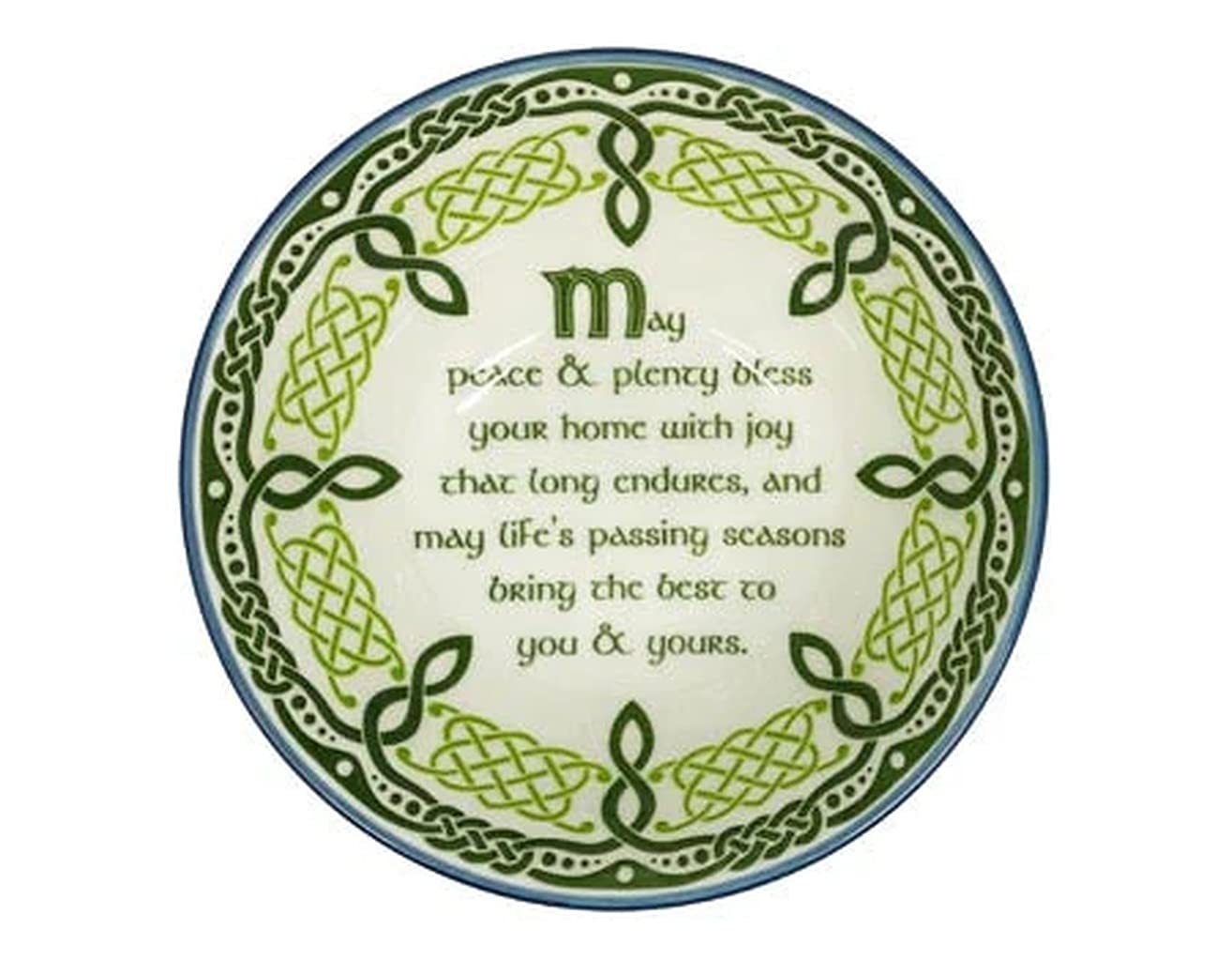 Royal Tara Irish Ceramic Blessing Bowl Shamrock Celtic Knotwork Kitchenware Gift Serving Soups Stews Salads Bone China Mixing Bowl for Kitchen (Ceramic, Blue-May the Road Rise Blessing 5.5")