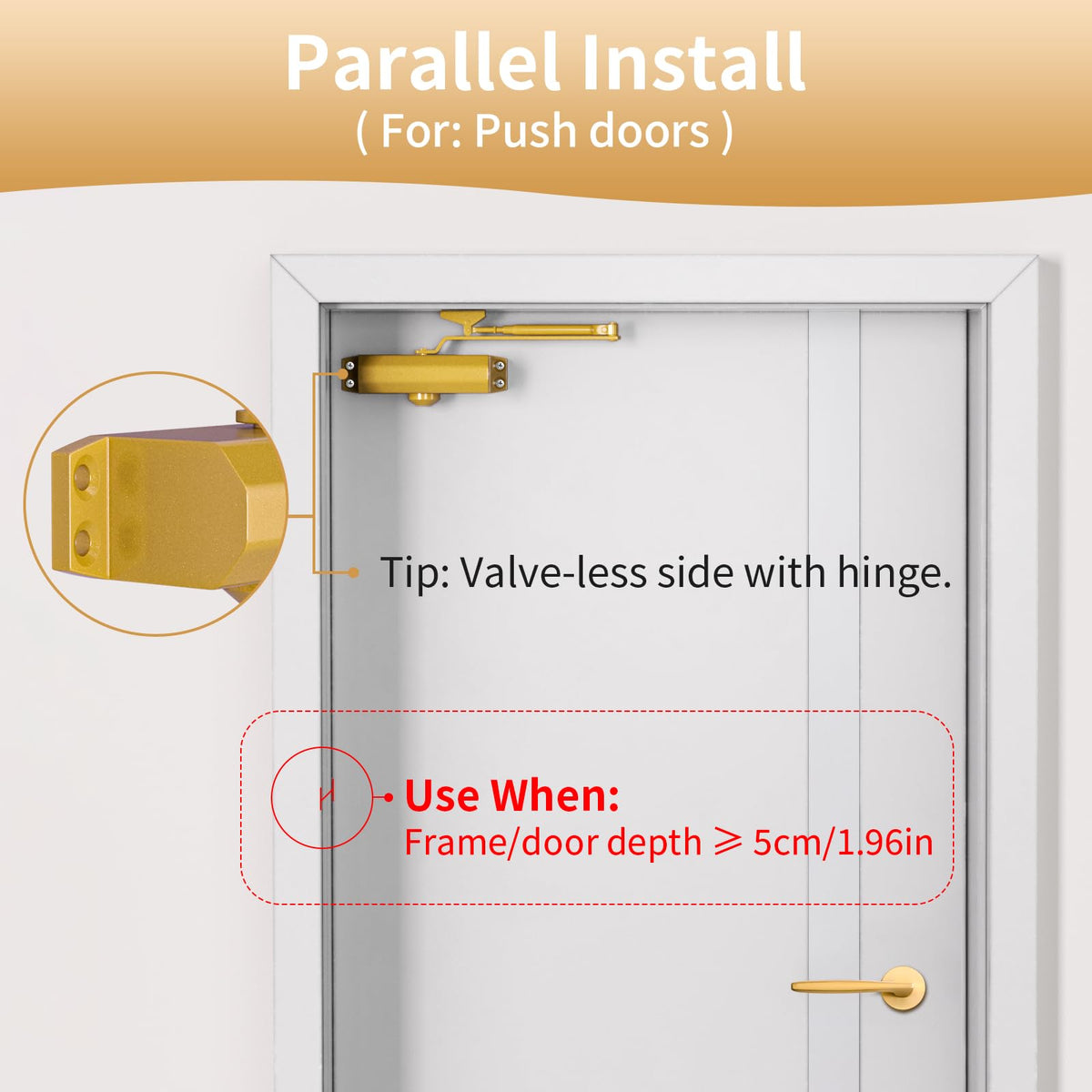 Baridwon Dullgolden Hydraulic Door Closer Medium Size, Automatic No Slam for Home & Commercial Use