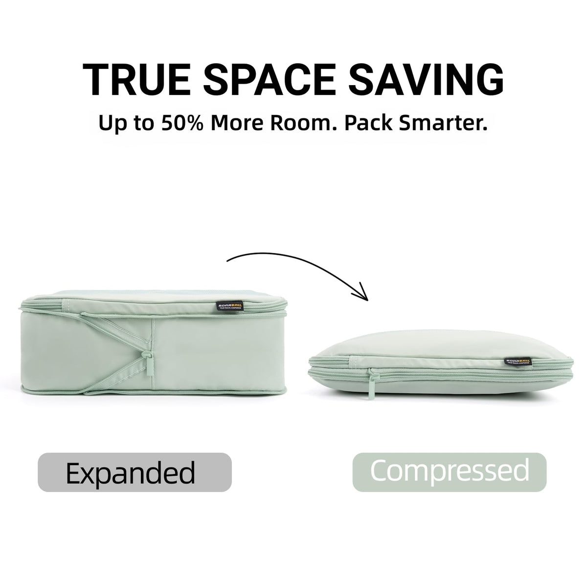 SOARSAIL 4 Piece Compression Packing Cubes for 3–7 Day Travel, Lightweight Travel Organizers with Breathable Mesh, Double-Zipper Packing Cubes for Carry-On & Suitcases (Light Green)