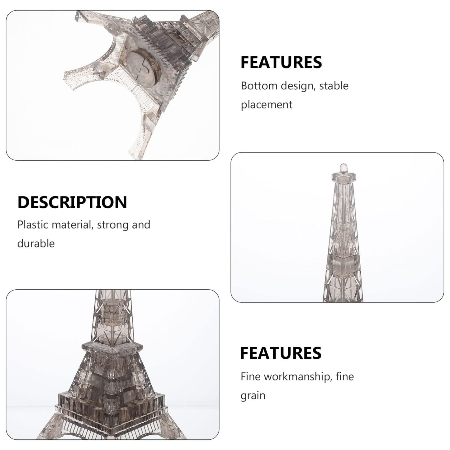 Toyvian Transparent Eiffel Tower 3D Crystal Puzzle Decorative Jigsaw Building Block Model Educational Toy for Toddlers Hands-on Matching and Recognition 1 Set