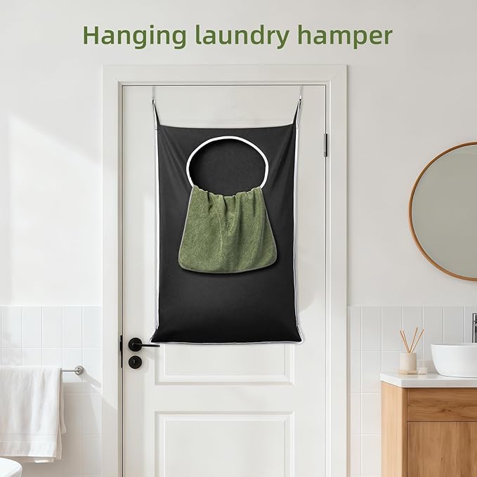 KEEPJOY XL Black Door Hanging Laundry Hamper, 36.5" x 22.5" Large Capacity