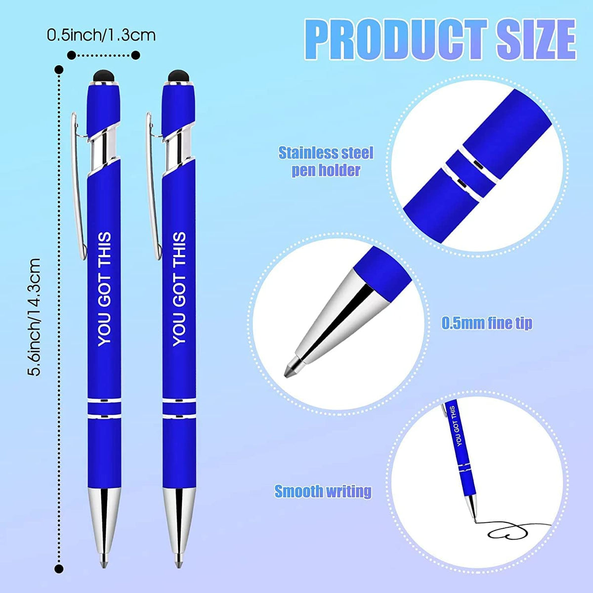 Greengines 50 Pieces Inspirational Pens, Motivational Ballpoint Pen with Stylus Tip Funny Ink Pens Bulk Inspirational Gifts for Women Coworkers Office Supplies Black Ink
