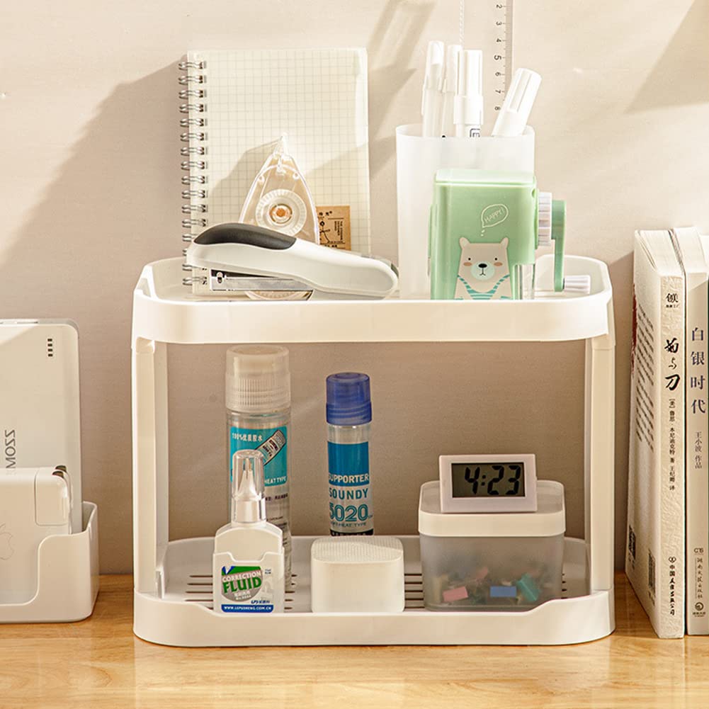 kaileyouxiangongsi 2-Tier Desk Organizers & Dispensers,Mail Holder for Office Desk Organization,Kitchen Spice Rack or Bathroom Countertop Organizer, Gift for Teachers, Classmates, and Friends,White