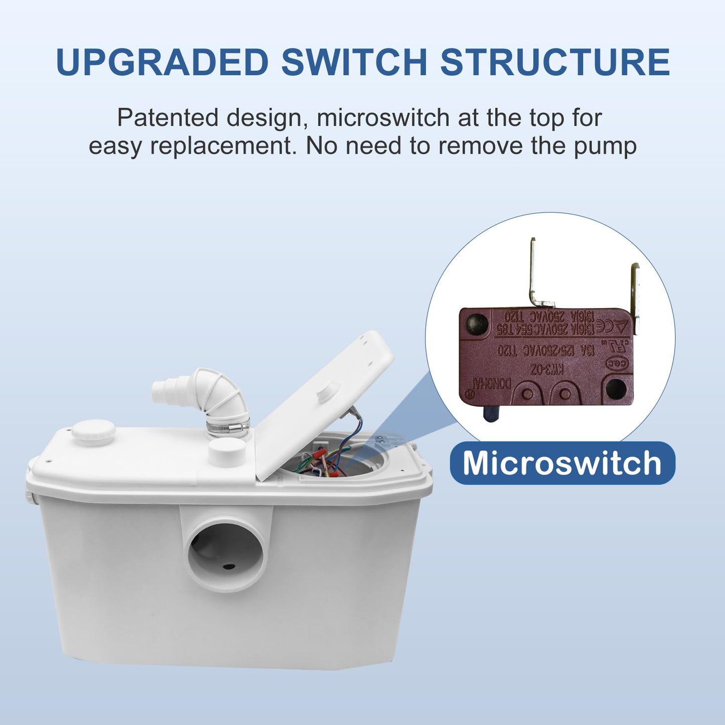 Dreamsani 750W Macerator Pump, Macecrating Toilet Pump for Basement with Water Connections for Macerating Toilet, Laundry, Cooking Sink, Clothes Washer,3 Inlets & 1 Outlet