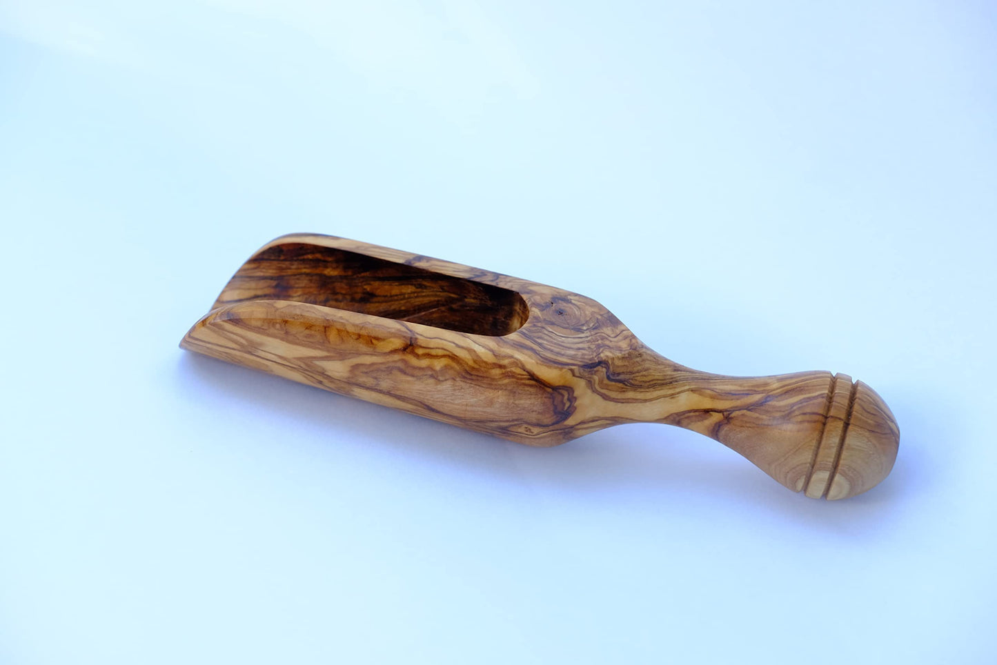 DYARI Olive Wood Scoop Bath Salt Spoon 7.5 Inches Long for Spices, Coffee Beans | Handcrafted Wooden Scoop Suitable for Sugar, Salt, Flour & More |