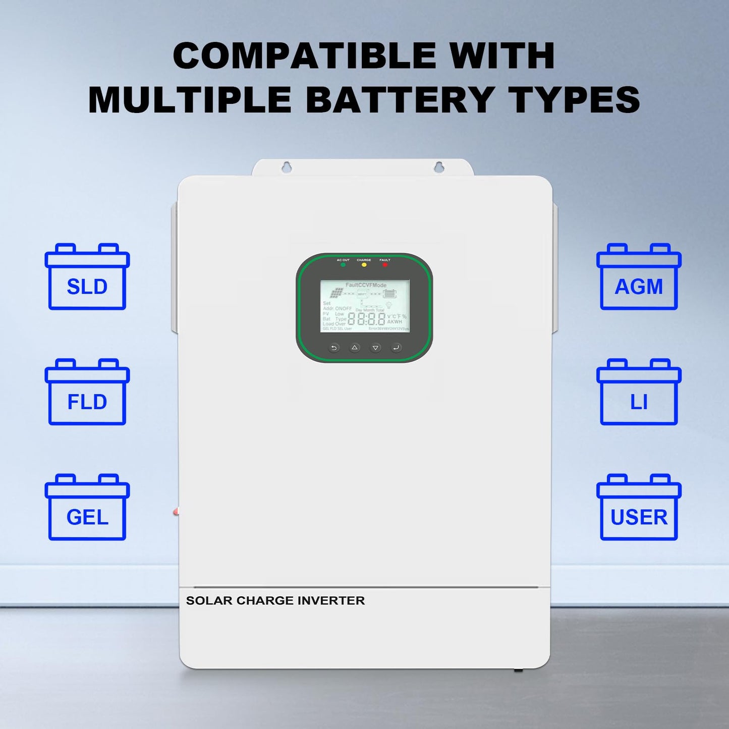 6500W All in One Solar Hybrid Inverter with WiFi, MAX .6 Parallel, Pure Sine Wave with CT Sensor, Built-in 2 MPPT Solar Charge Controller, 48V to 120V-240V with CT Sensor for Home, RVs, Lead Acid/Li