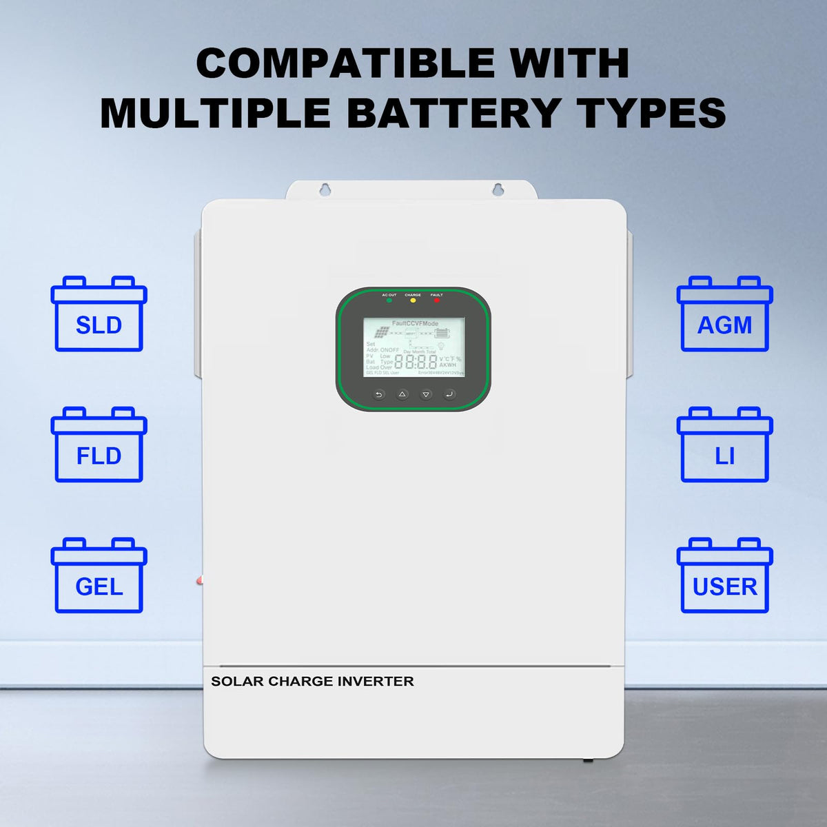 6500W All in One Solar Hybrid Inverter with WiFi, MAX .6 Parallel, Pure Sine Wave with CT Sensor, Built-in 2 MPPT Solar Charge Controller, 48V to 120V-240V with CT Sensor for Home, RVs, Lead Acid/Li