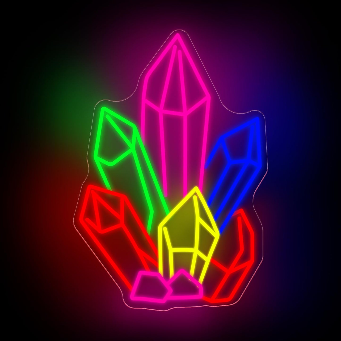 Crystals Mineral Stones Neon Sign, Crystals Stones Tarot LED Light, Room Wall Art Decor, Gem Store Neon Light, Shop Led Sign, Pilates Studio Art Meditation Room Wall Art Yoga Lover Gift-16.5"x11.4"