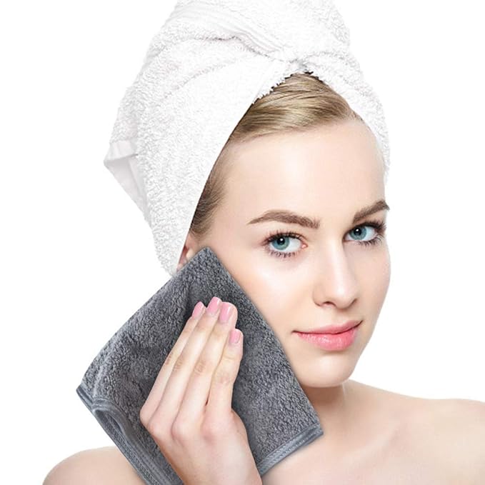 SINLAND Absorbent Coral Velvet Washcloth Ultra Soft Microfiber Face Towels 12 x