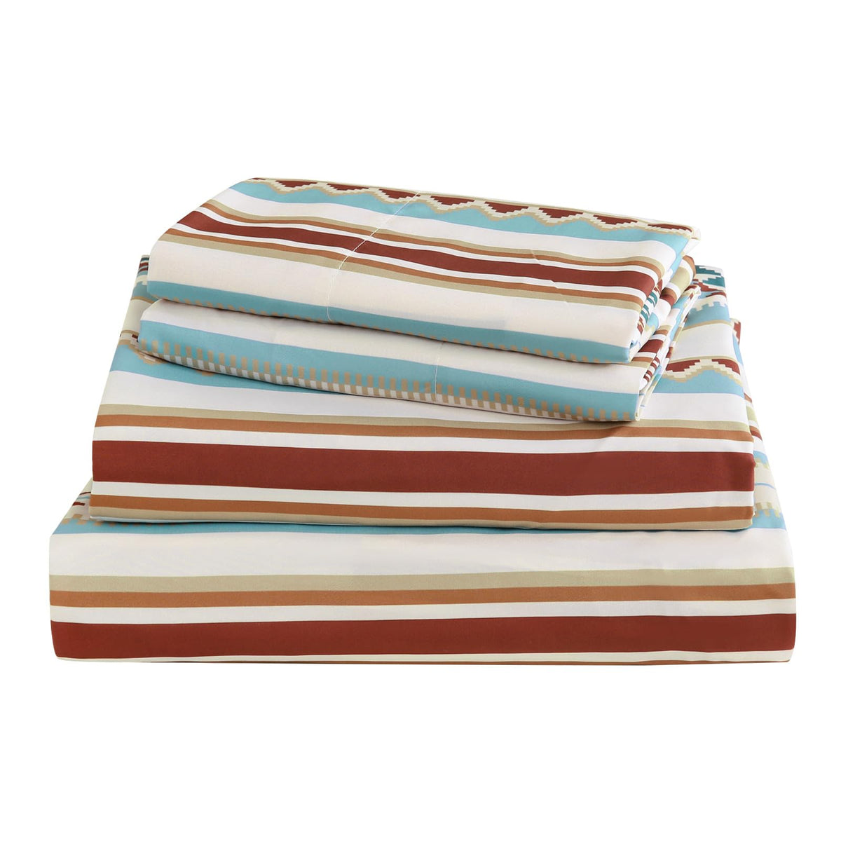 CozySmile 4 Pieces Queen Sheet Set Bohemian, Boho Sheets Soft Microfiber Deep Pocket, Western Sheets Geometric(Queen, Colorful Striped)