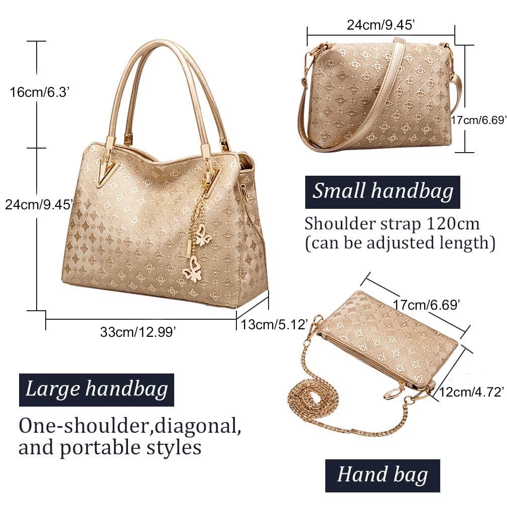 Pahajim Handbags for Women Ladies Bags Sets PU Leather Top Handle Bags Medium Hand Bag with Zip Womens Handbag and Purse Set 4 Piece for Work Office Shopping Party(Black)