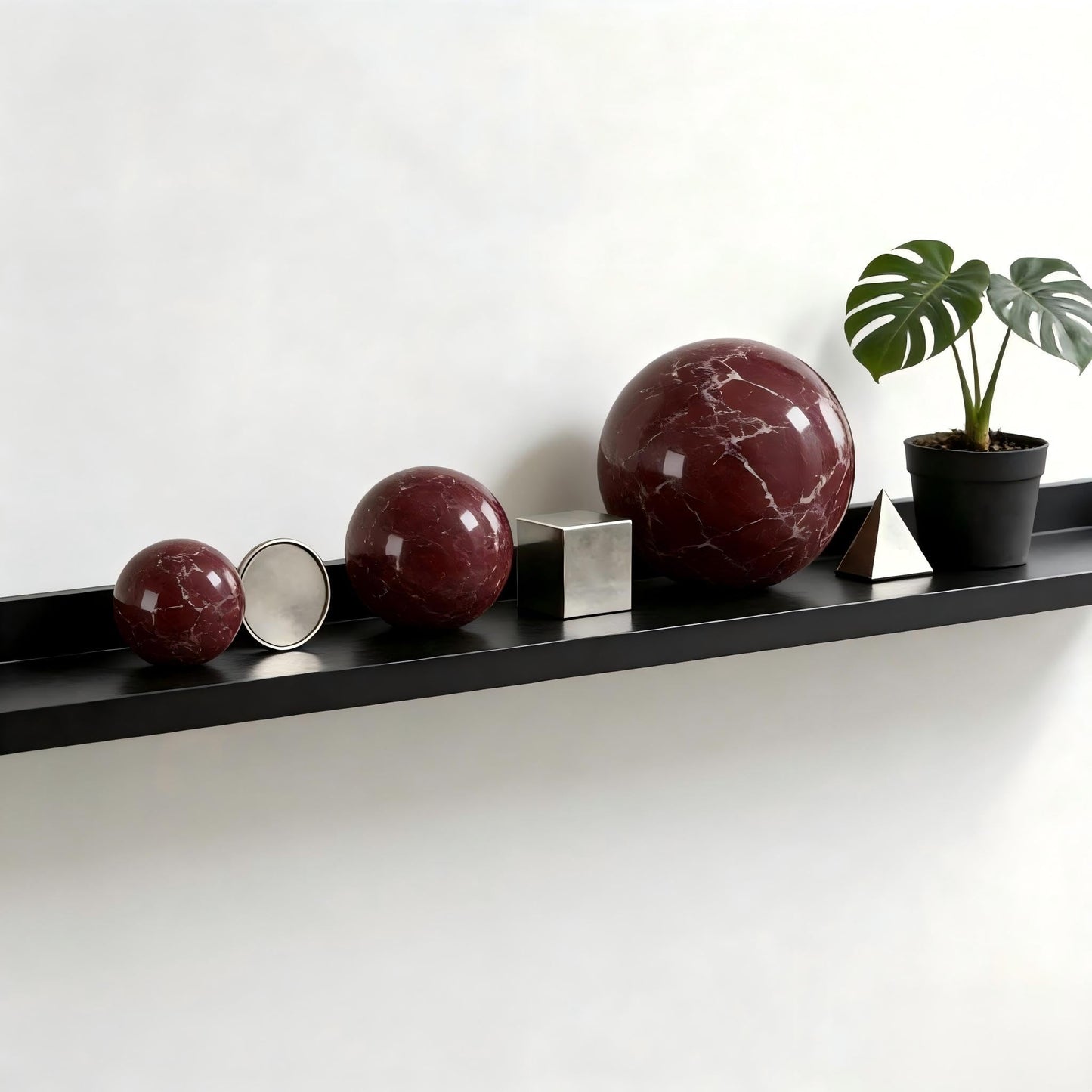 SIRIZEN-DIVING Rosa Levanto Natural Marble Decorative Sphere, Small Solid Stone Ball Accent for Shelf, Tray, Dresser and Tabletop Decor, 6cm Diameter