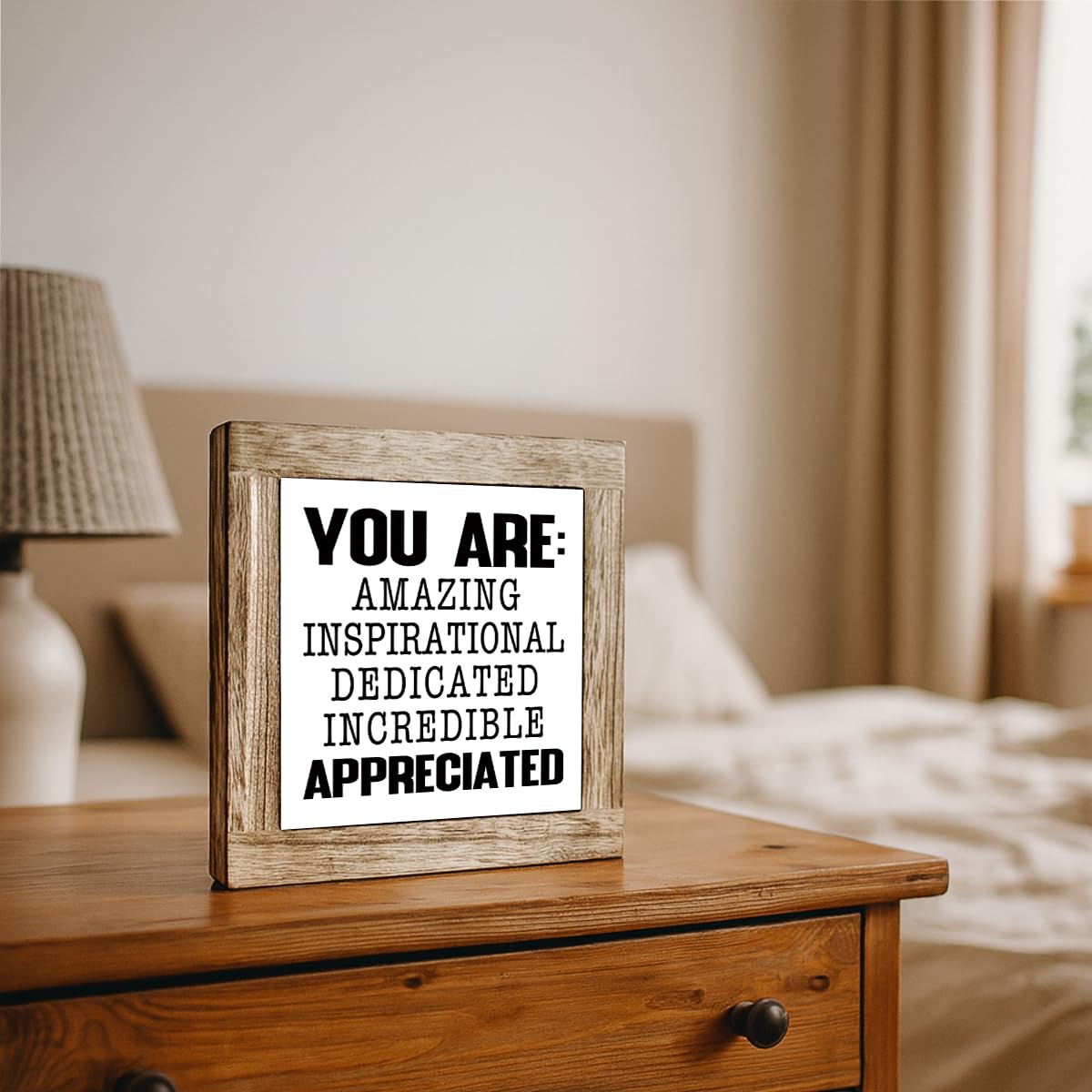 Inspirational Office Wooden Desk Signs, You are Amazing Tabletop Decorative Sign, Country Style Office Desktop Decoration, Affirmation Gifts 5.9x5.9 Inches