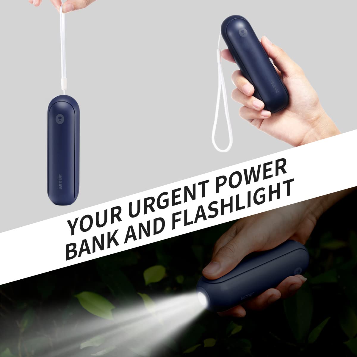 JISULIFE Portable Handheld Fan, Mini Personal 3-In-1 with Power Bank&Flashlight, 12-19 Hrs USB Rechargeable Battery Pocket Fan for Travel/Summer/Vacation/Concert, Essential Gifts for Men/Women-Blue
