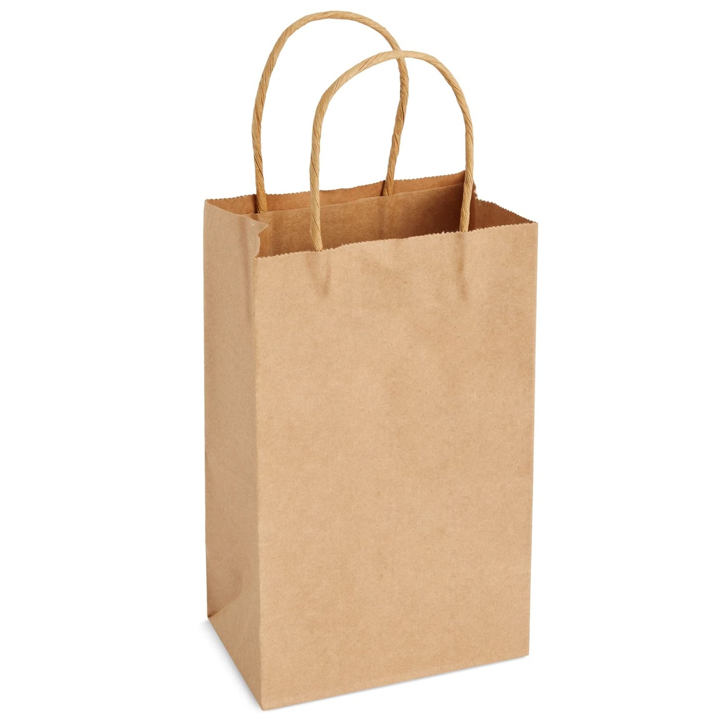 Juvale Brown Paper Gift Bags with Handles - 24-Pack - 5.3 x 3 x 8.5 in - Reusable Grocery & Retail Shopping Totes - Party Favor & Goodie Bags
