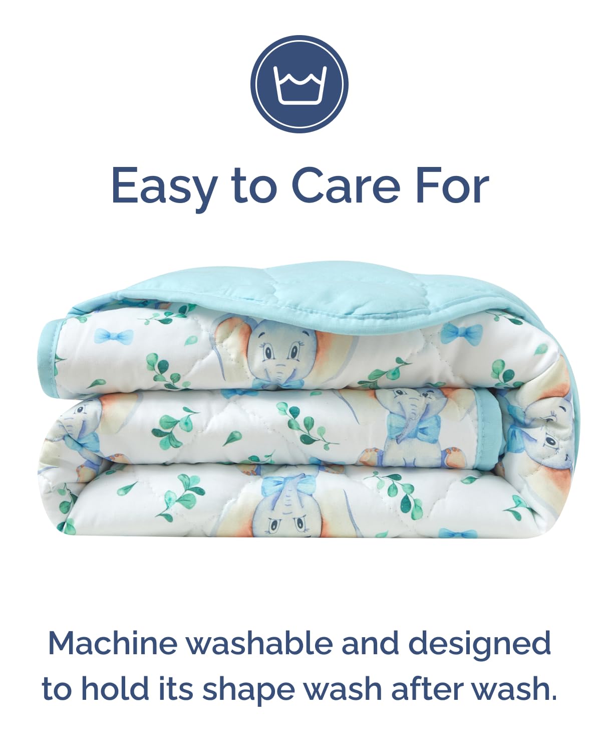 Elephant Toddler Comforter - Down Alternative Toddler Microfiber Comforter - Lightweight & Warm Baby Quilt Blanket - Soft & Breathable - Kids Duvet Insert for Crib, Stroller - Machine Washable - 39x47