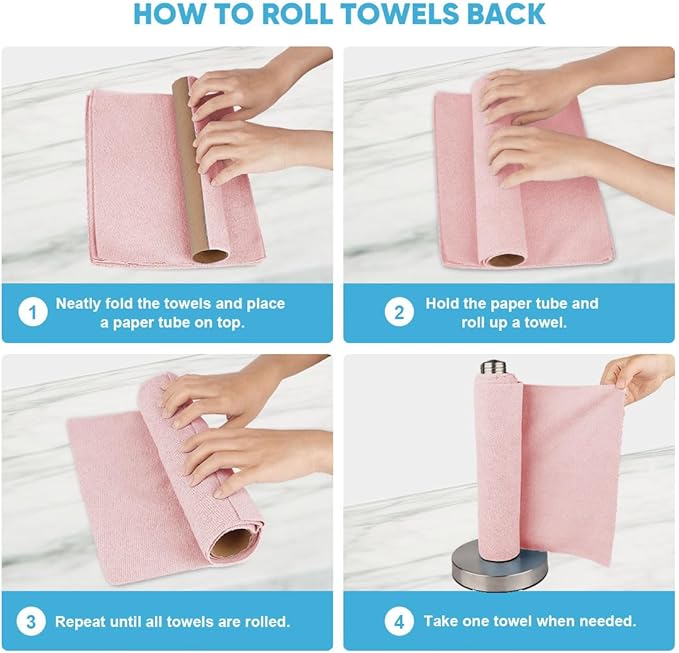 AIDEA Microfiber Cleaning Cloth Roll, Tear Away Reusable Paper Towels, Car