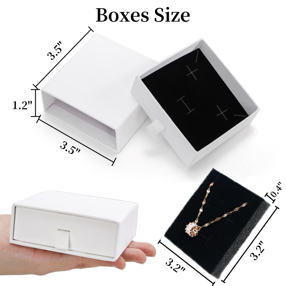 WRINGKIT 24 Pack White Cardboard Jewelry Gift Boxes Bulk, Square Jewelry Gift Boxes 3.5x3.5x1.2 Inch, Jewelries Packing Box with Lids Foam Cushion for Necklace Earring Bracelet Ring Display Storage