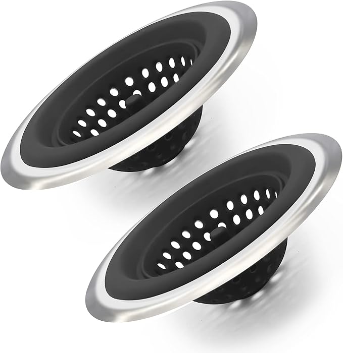 Mi hogar Sink Drain Strainer 2 Pack, 4.5” Wide Rim Silicone Kitchen Sink
