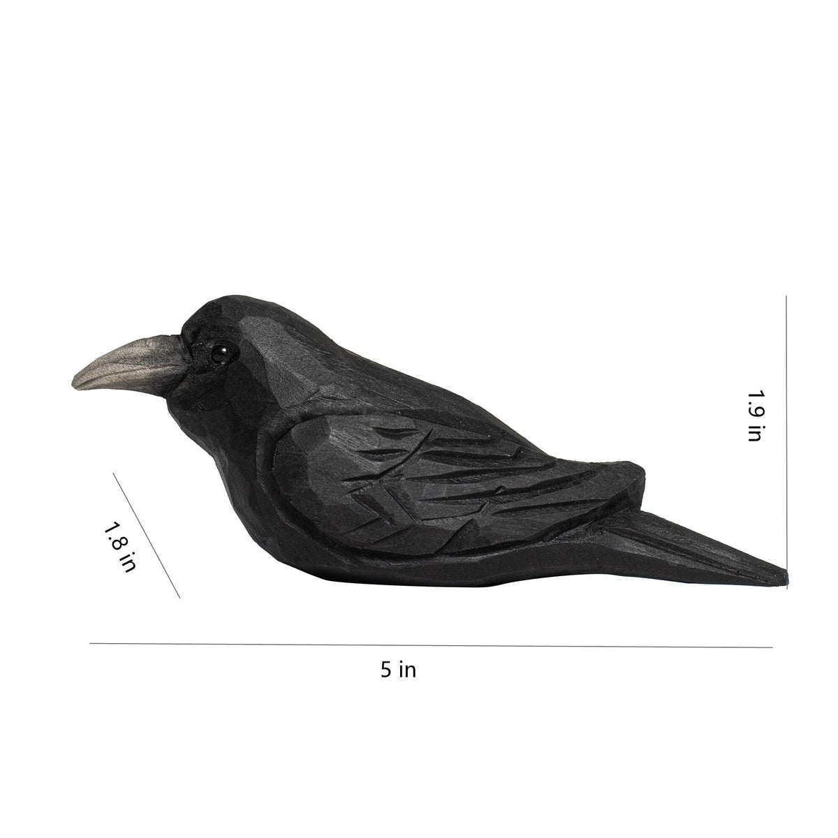 MegeFul Small Wooden Crow Figurine – Cute Hand-Carved Raven Collectible, Small Rustic Bird Decor for Desk & Shelf, Animal Ornament with Gift Box