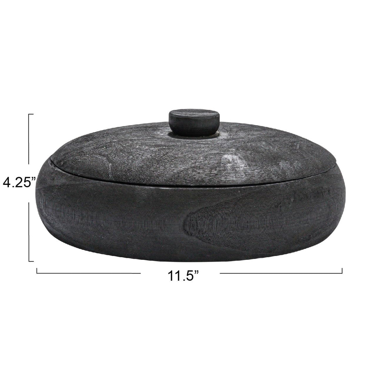 Creative Co-Op Decorative Paulownia Wood Container with Lid, Black