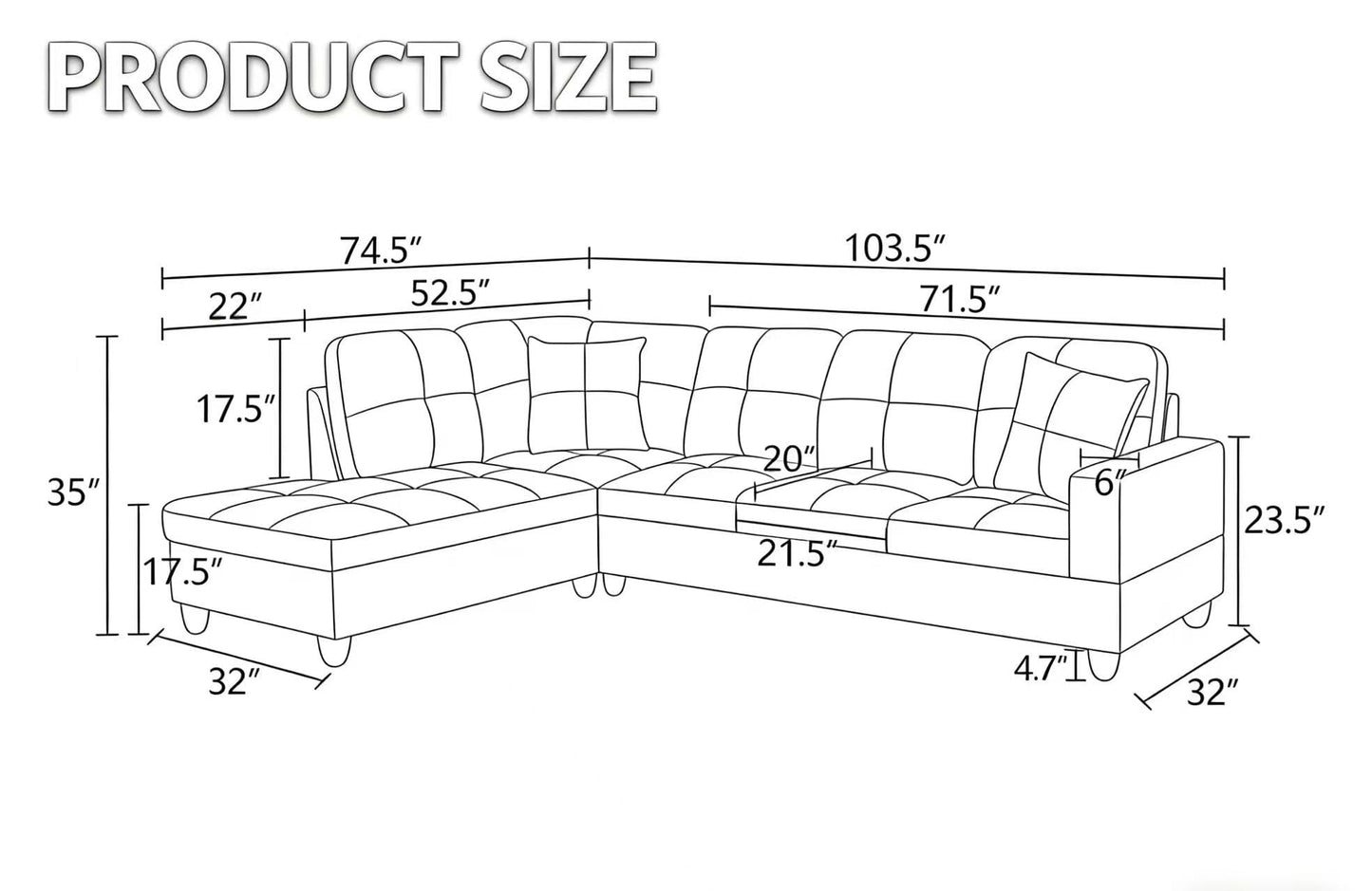 NicBex Flannel 103.5" Sectional Couches for Living Room, 2-Piece L-Shaped Sectional Couch with Movable Lounge Chaise, Multi-Scene Use for Apartment & Office, Red