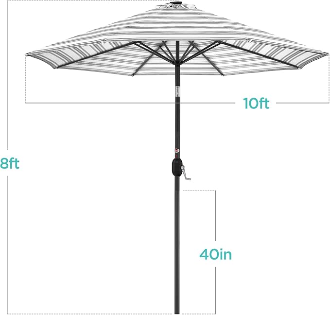 Best Choice Products 10ft Solar Polyester LED Lighted Patio Umbrella w/Tilt Adjustment and UV-Resistant Fabric
