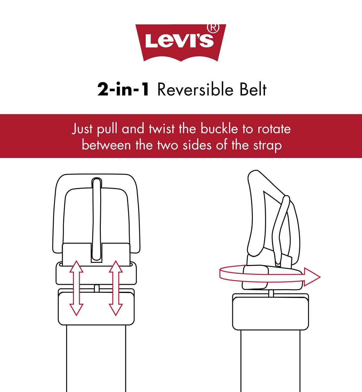 Levi's Women's Reversible Western Buckle Casual Belt, Tan/Black, X-Large