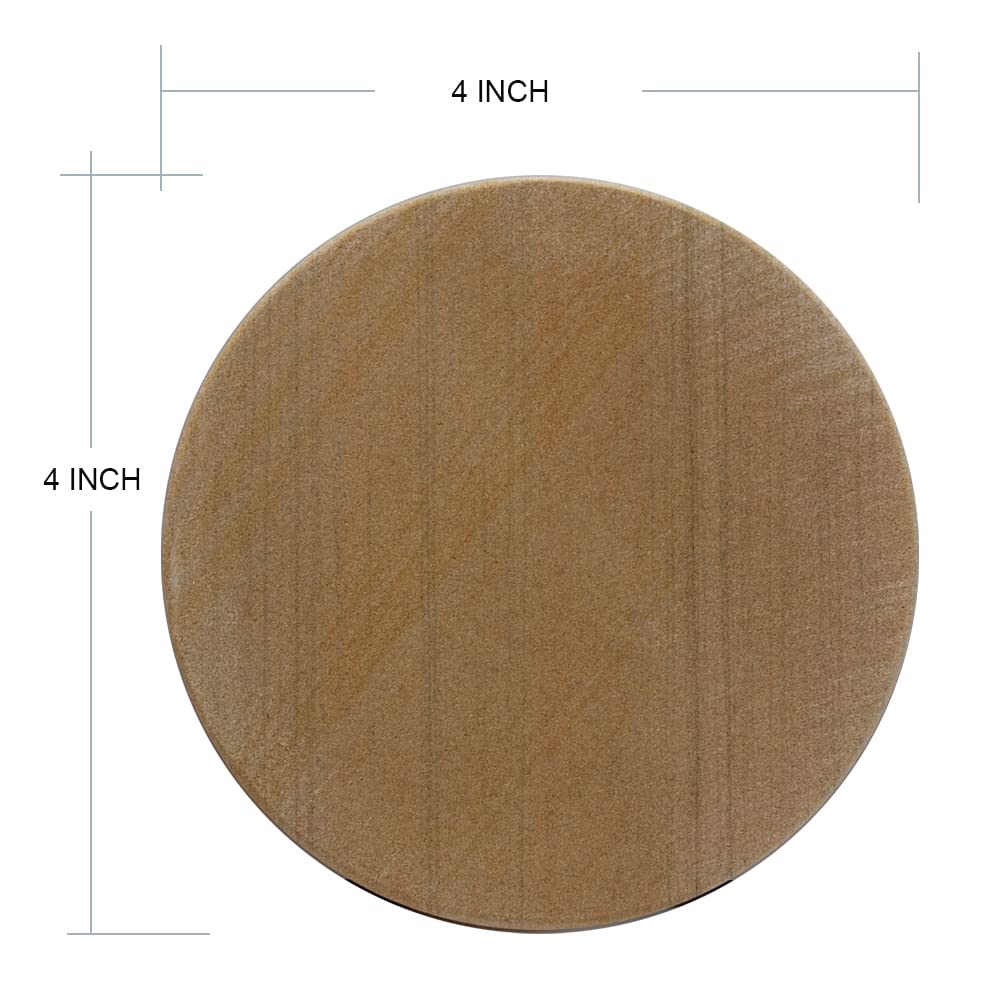 MONKEY SUN 8 Pack Natural Sandstone Water Absorbent Hand Crafted Round Coasters Bulk, 4 x 4 Inches Stone Coasters for Drink Bar Kitchen Home, Used for DIY and Carving, Set of 8