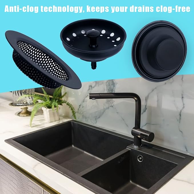 3 Pieces Kitchen Sink Stopper Strainer, 3 in 1 Kitchen Sink Basket Strainer