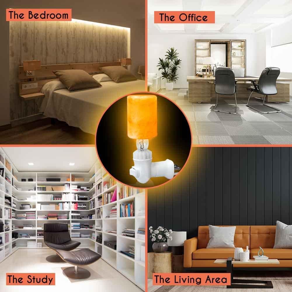 Reppkyh 4 Pieces Himalayan Salt Lamp Plug in Night Light Salt Lamp, 360 Degree Adjustable Wall Plug for Bedroom Night Light