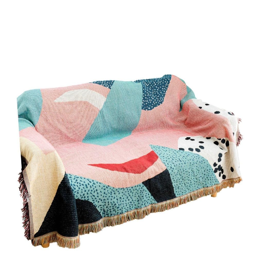 Cuiforest Throw Blanket for Chair Sofa Camping Blanket Multifunctional Tapestry Decorative -Reversible Comfy Breathable All Seasons Couch Bedroom Decor (Pink)