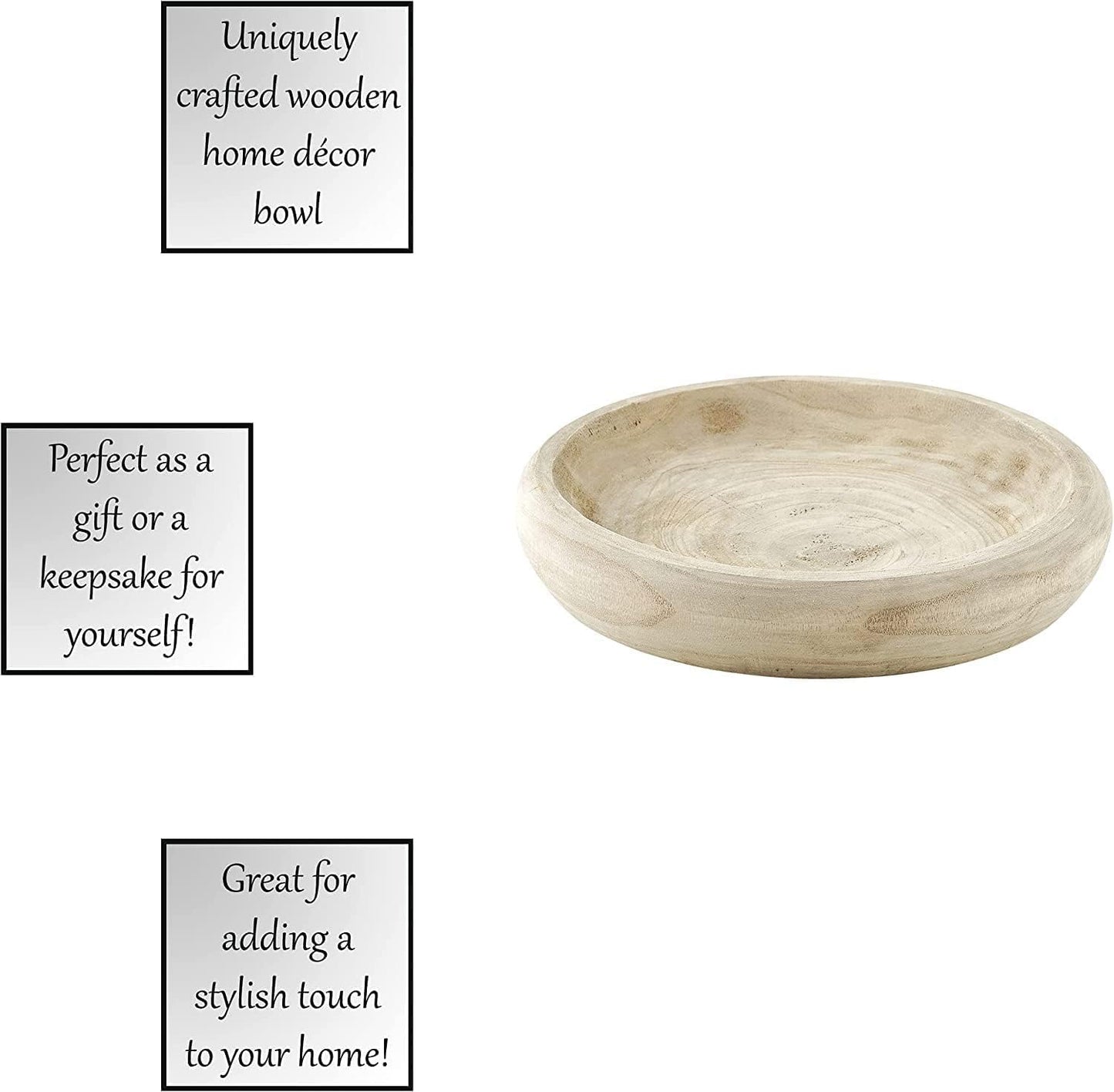 BOLTCORRSE Wooden Decorative Bowl ā Hand Carved Natural Wood Fruit Bowl, Rustic Farmhouse Dough Bowl Decor, Wooden Serving Bowl for Coffee Table, Entryway Key Bowl or Kitchen Centerpiece
