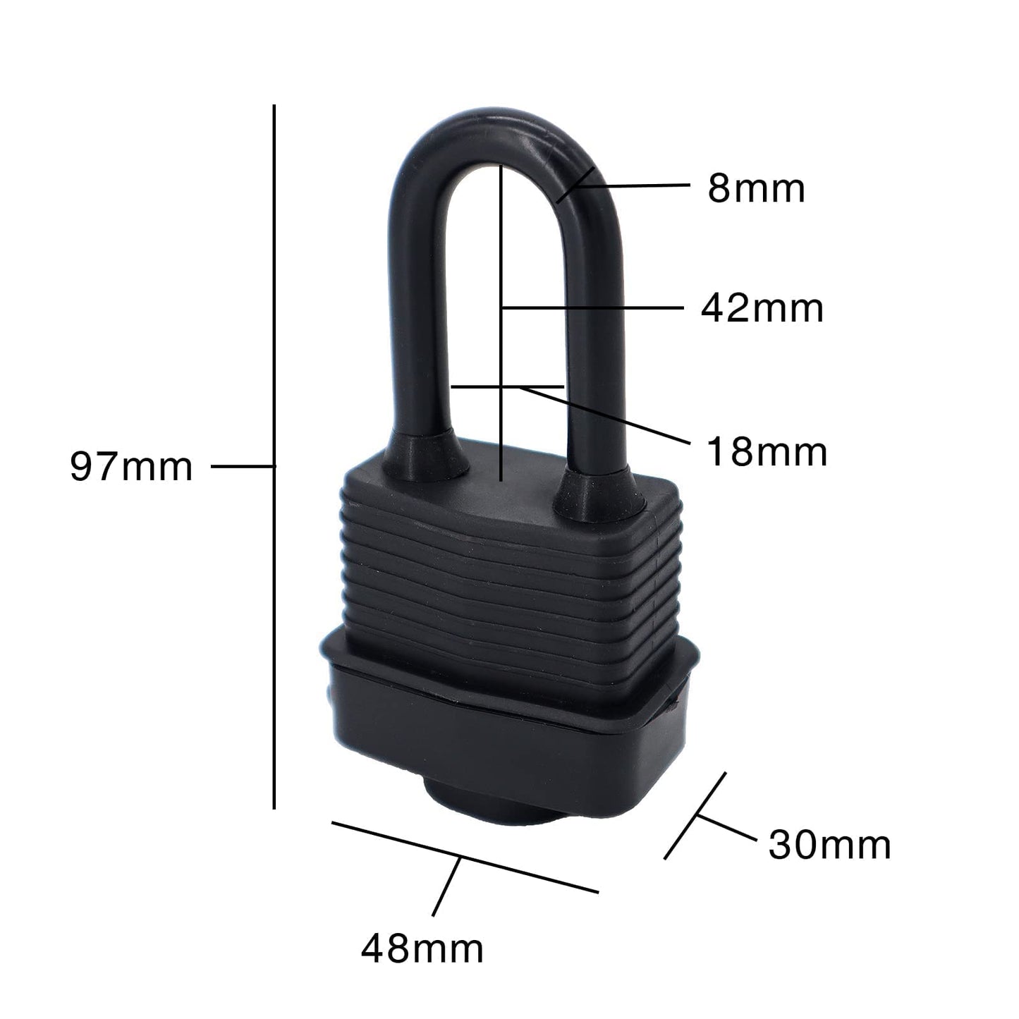 SafiSwords Waterproof Padlocks Keyed Alike for Outdoor use, Covered Heavy Duty Laminated Steel Lock, 1-9/16 Inch. Wide, Long Padlock, Pack of 36