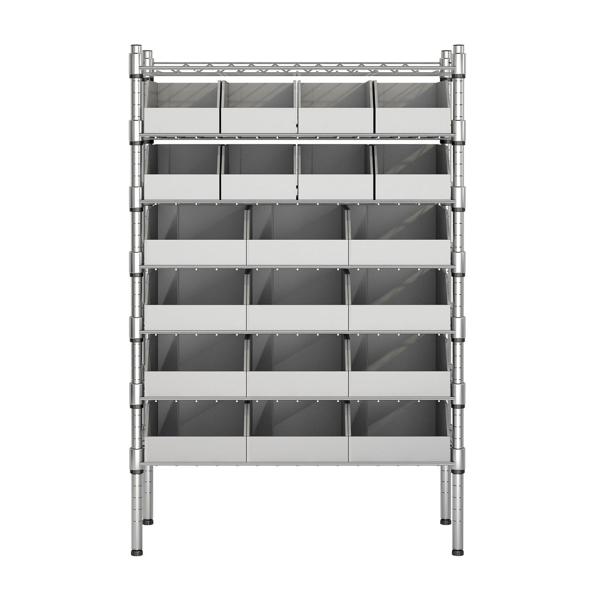 biosplot Heavy Duty Bin Rack, Storage Shelves with 20 Bins, Solid Steel Wire Shelving Storage Unit, Organizer for Garage, Warehouse, Office, Restaurant, Classroom, Kitchen, 31.7" x 16" x 55.6", Gray