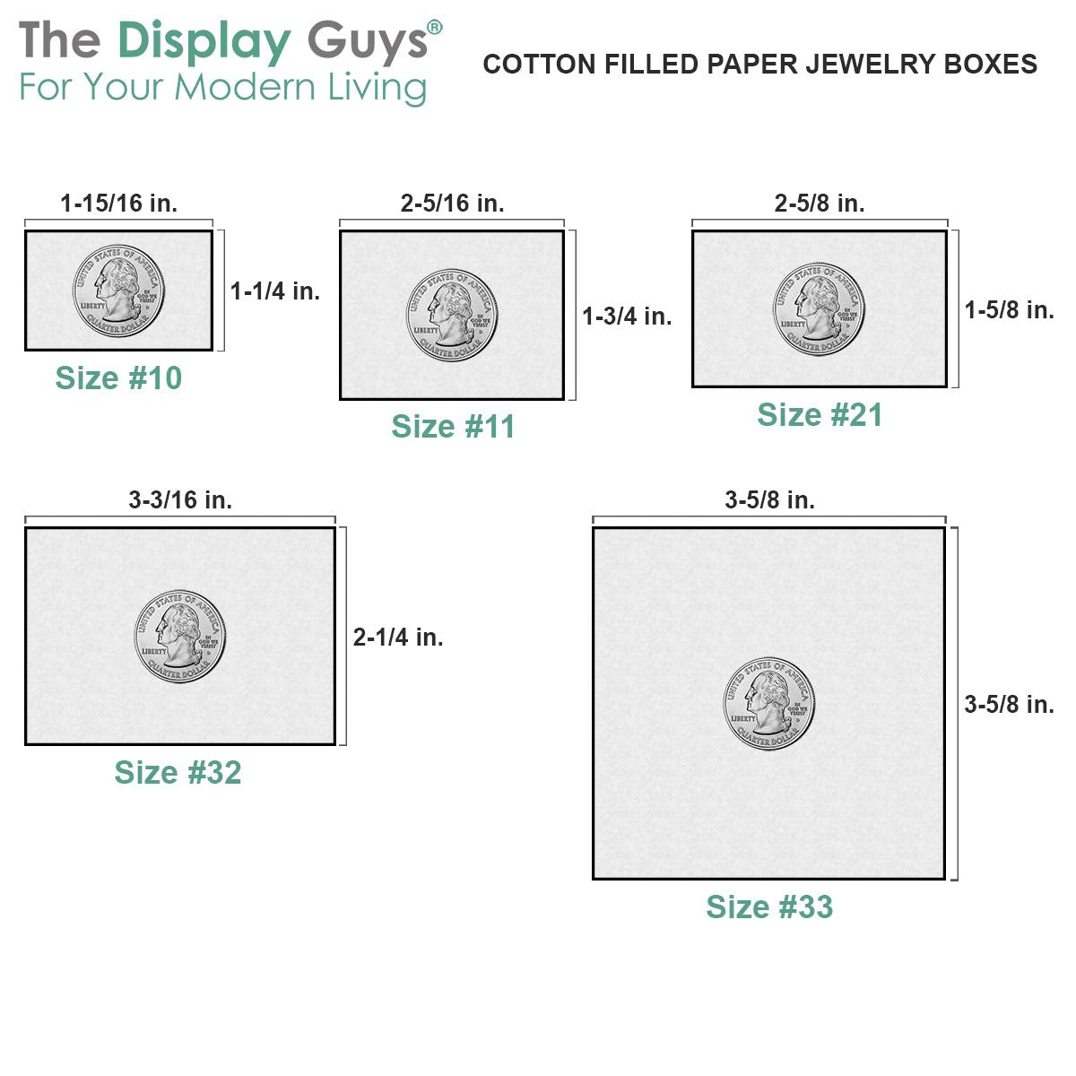 TheDisplayGuys - 25-Pack #33 Cotton Filled Cardboard Paper Jewelry Boxes Gift Case - Pearl Teal (3.5" x 3.5" x 1.0") - for Shipping or Storage