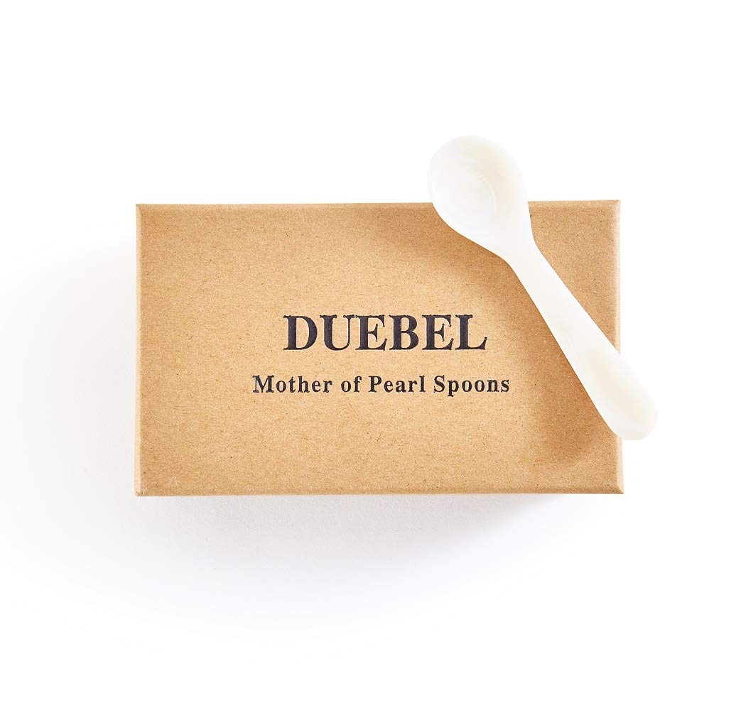 DUEBEL Set of 10 White Mother Pearl 2.75′′ Caviar Spoons Caviar, Egg, Coffee Serving (White, 7x2.1cm)