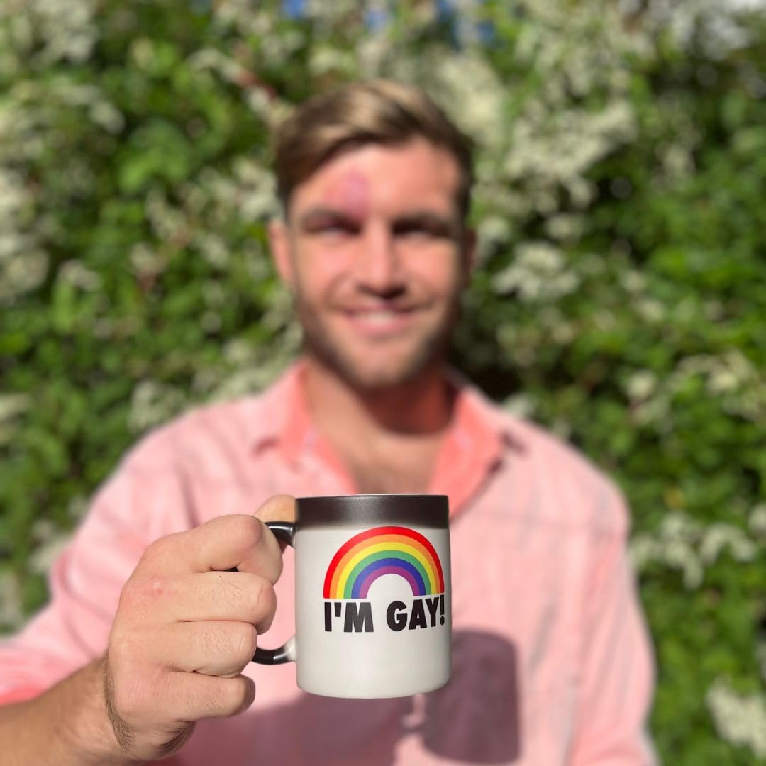 Turtle Straws I'm Gay Rainbow Heat Change Mug ā Funny Prank Gift for Him, Gag Gift for Best Friend, Novelty Birthday Gift for Men, Secret Santa White Elephant